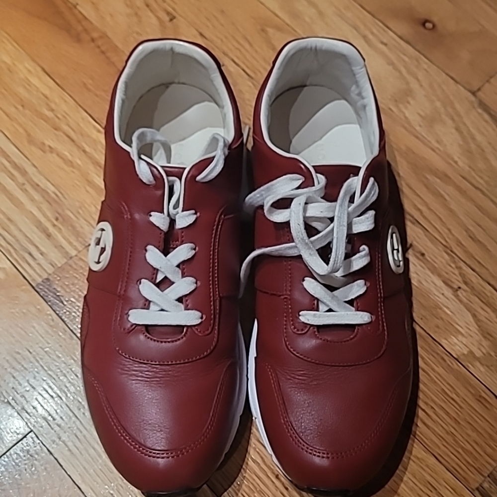 New Gucci Red Leather Size 8 Trainer Sneakers